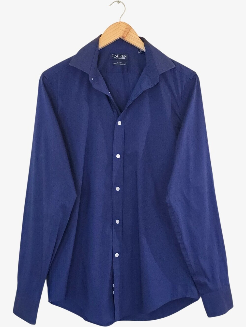 Lauren Ralph Lauren Slim Fit Performance Stretch Dress Shirt Blue 15.5 34/35 M